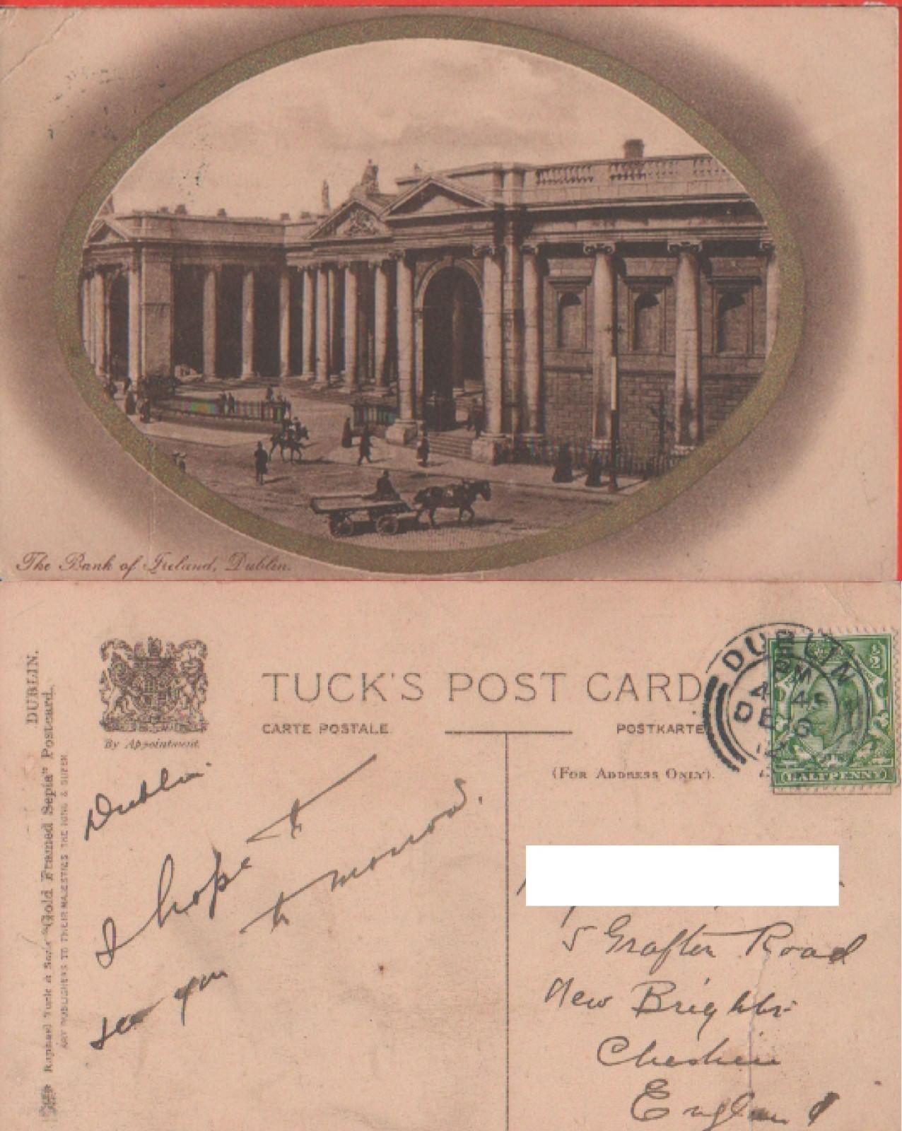 The Bank of Ireland. Dublin (Irlanda) - Viaggiata 1912