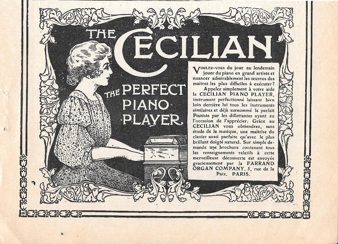 The Cecilian. The perfect piano player. Pubblicita 1906