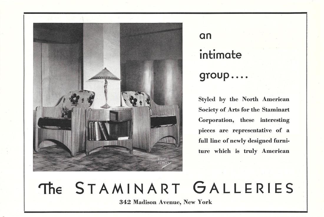 The Staminart Galleries, New York. Pubblicita 1930