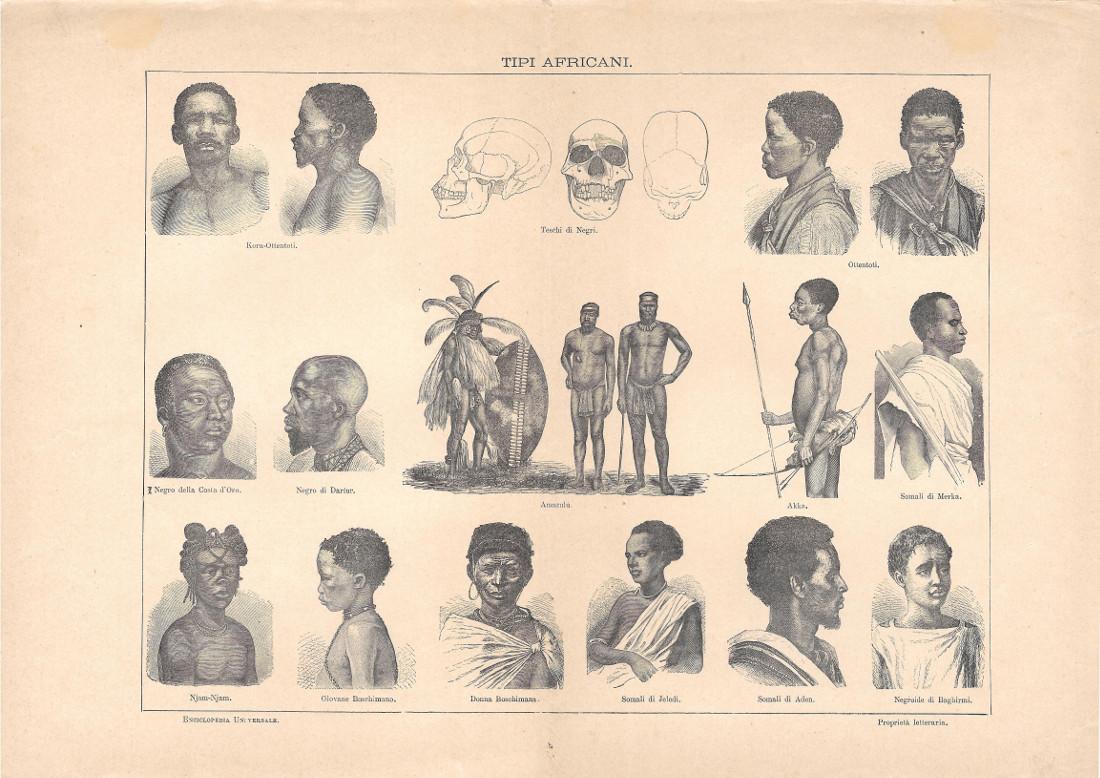 Tipi africani. Lexicon Vallardi 1900 ca.