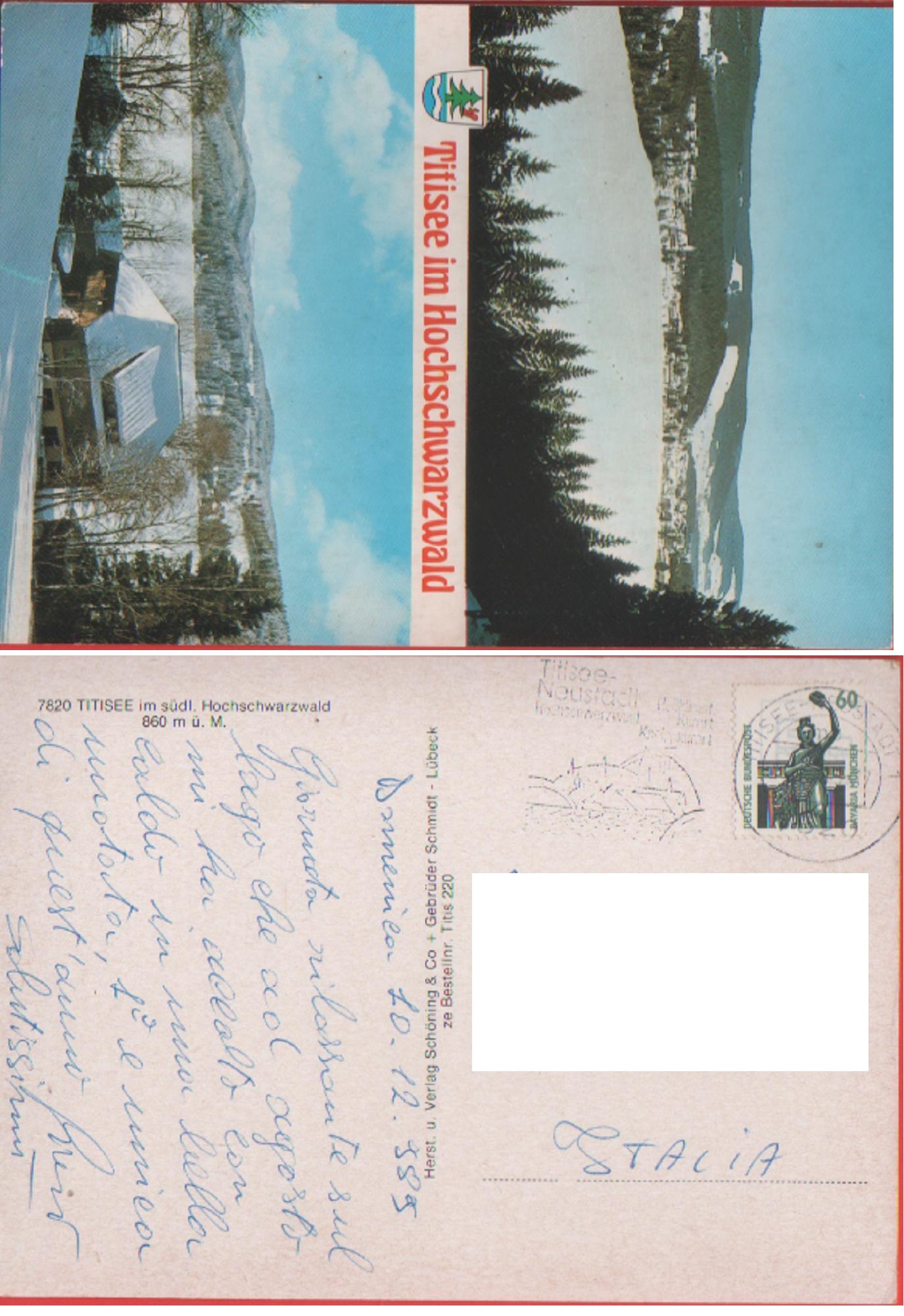 Titisee im Hochschwarzward. Viaggiata 1989