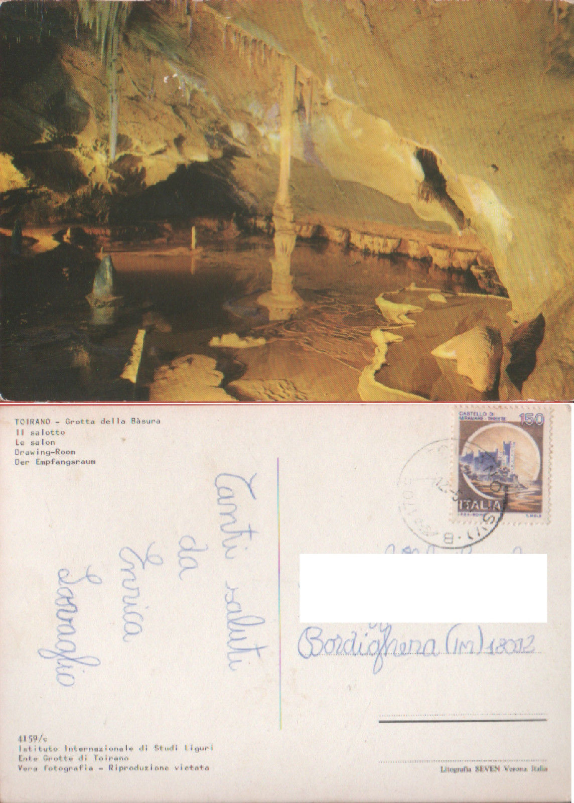 Toirano (SV). Grotta della Bàsura. Viaggiata 1981