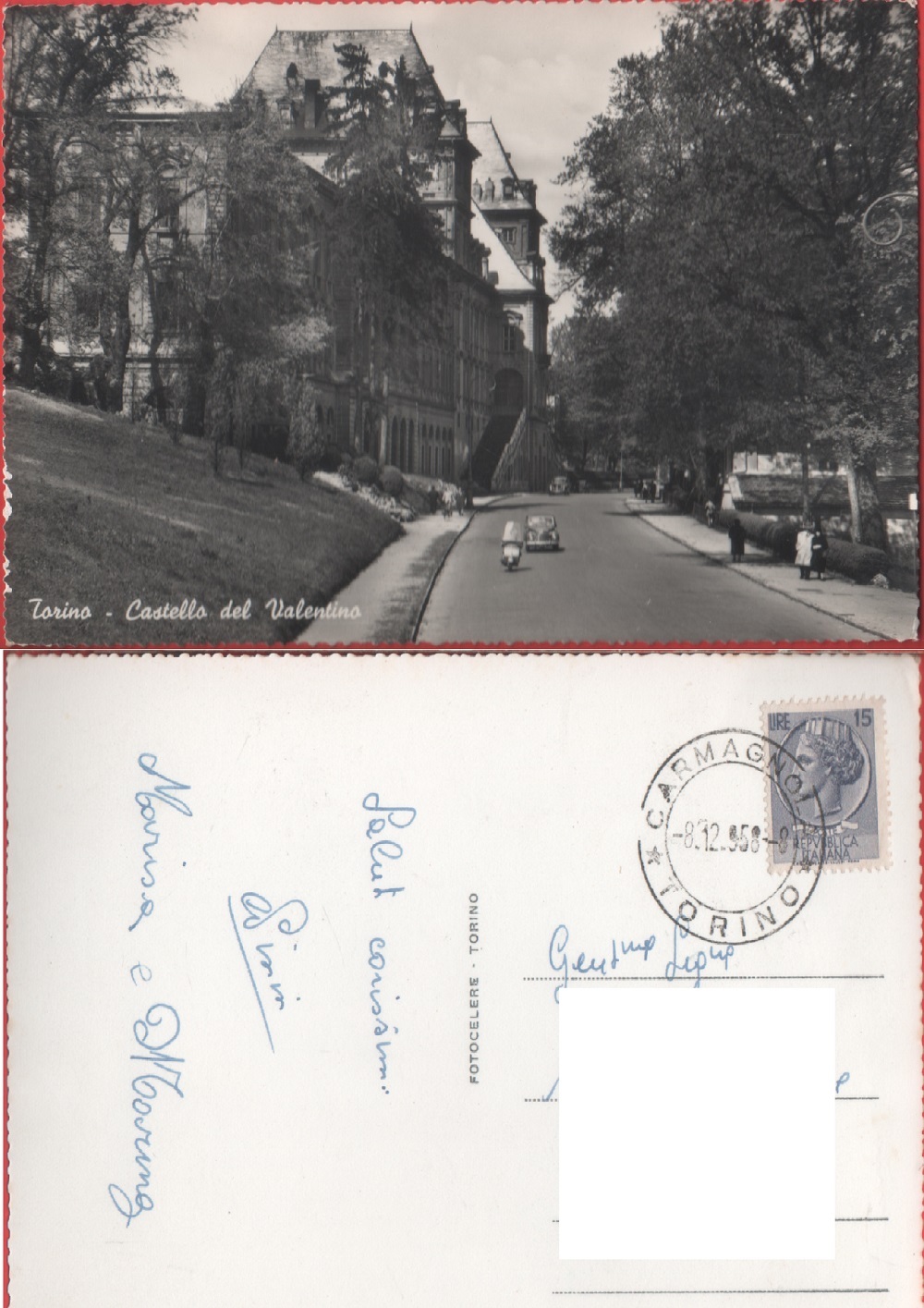 Torino. Castello del Valentino. Viaggiata 1958