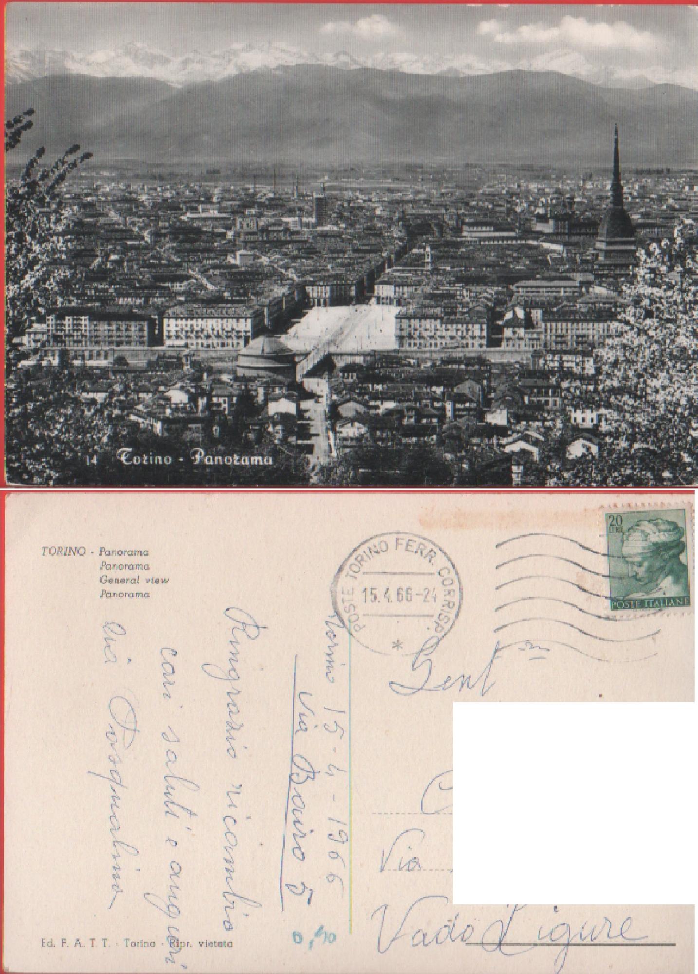 Torino Panorama. Viaggiata1966