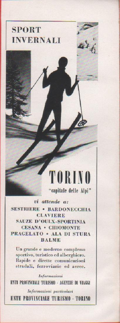 Torino Sport Invernali. Pubblicita 1959