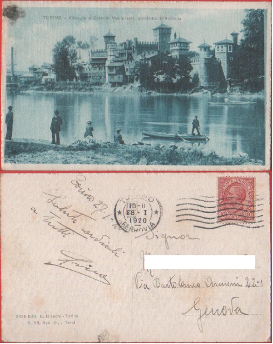 Torino. Villaggio e castello medievale. Architetto d'Andrade. Viaggiata 1920. Animata