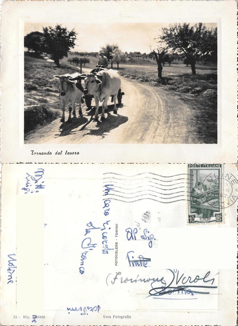 Tornando dal lavoro. Viaggiata 1952