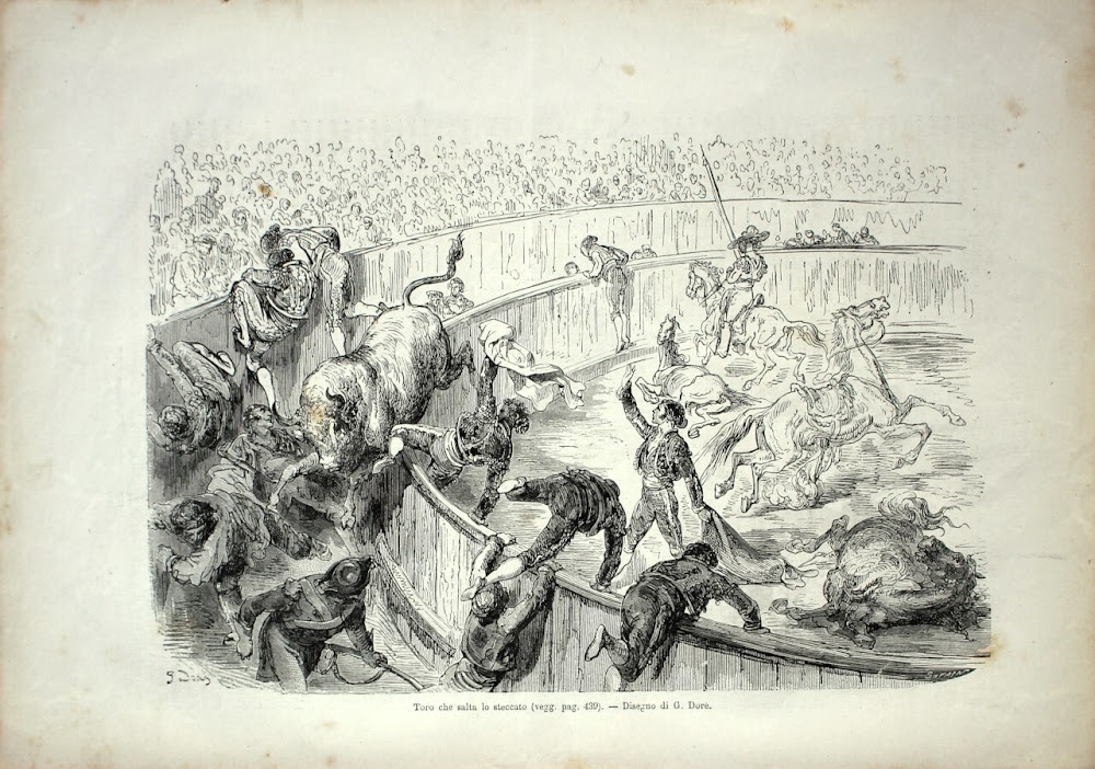 Toro che salta lo steccato. Stampa 1864