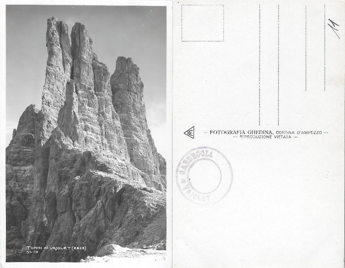 Torri del Vajolet. Foto Ghedina, Cortina. Non viaggiata