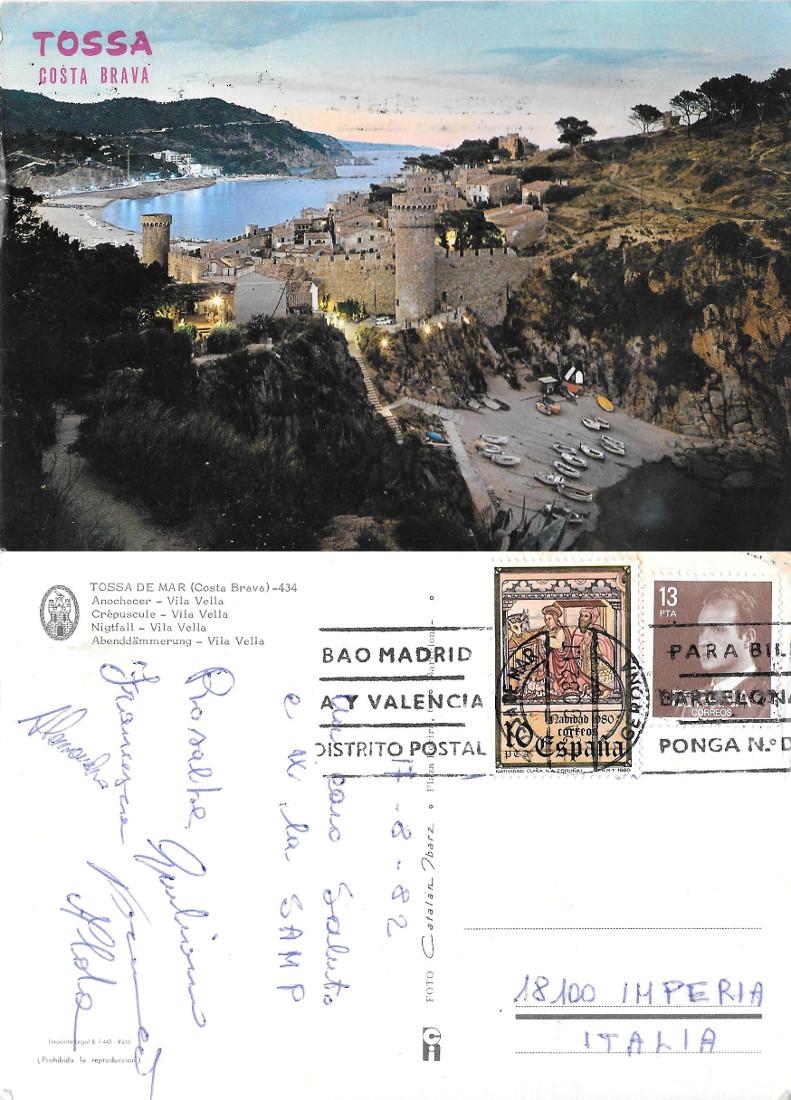 Tossa de Mar. Anochecer. Villa Vella. Viaggiata 1982