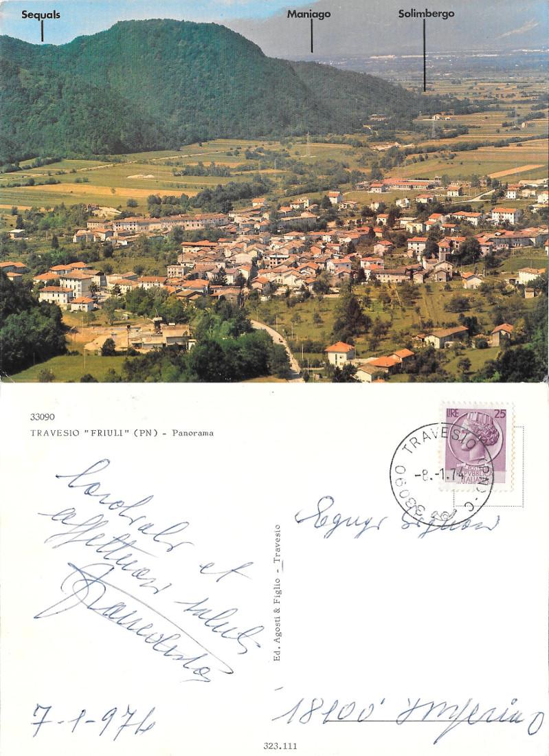 Travesio (PN). Panorama. Viaggiata 1974