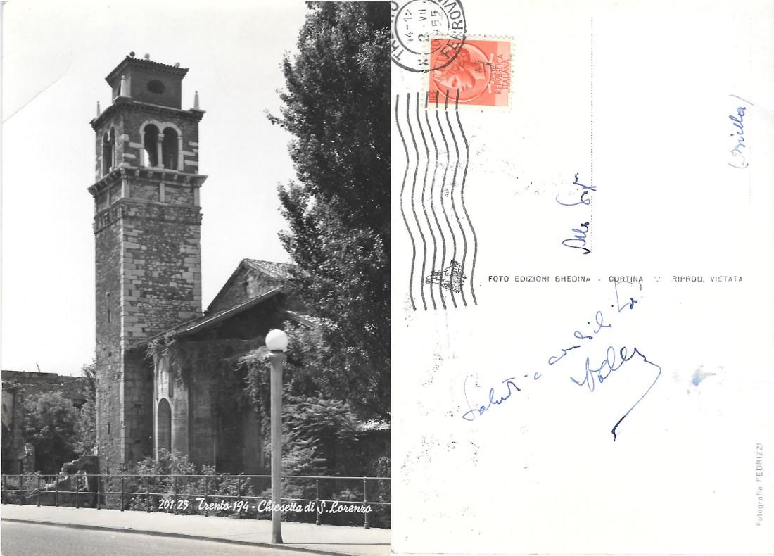 Trento. Chiesetta di S. Lorenzo. Viaggiata 1955