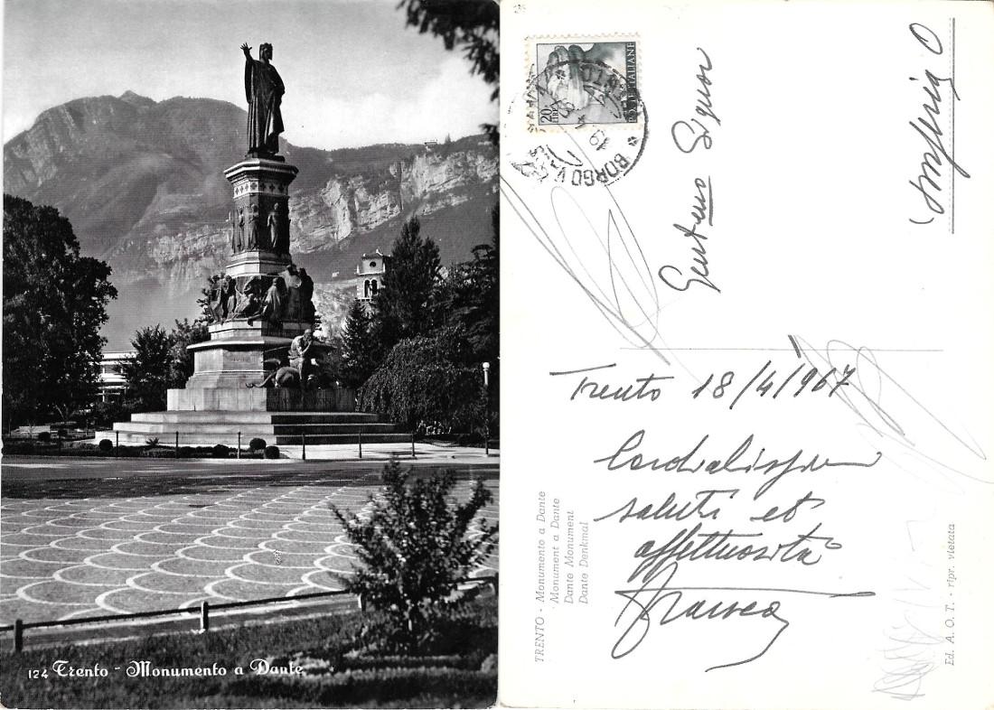 Trento. Monumento a Dante. Viaggiata 1967