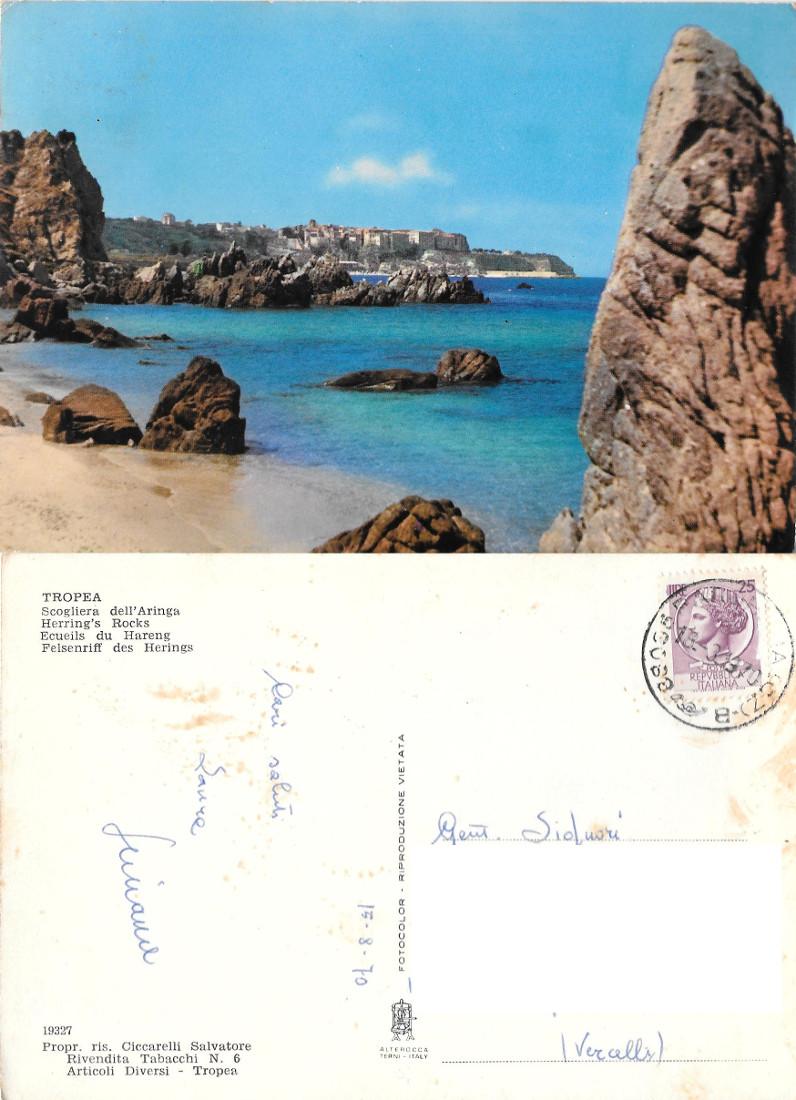 Tropea. Scogliera dell'Aringa. Viaggiata 1970