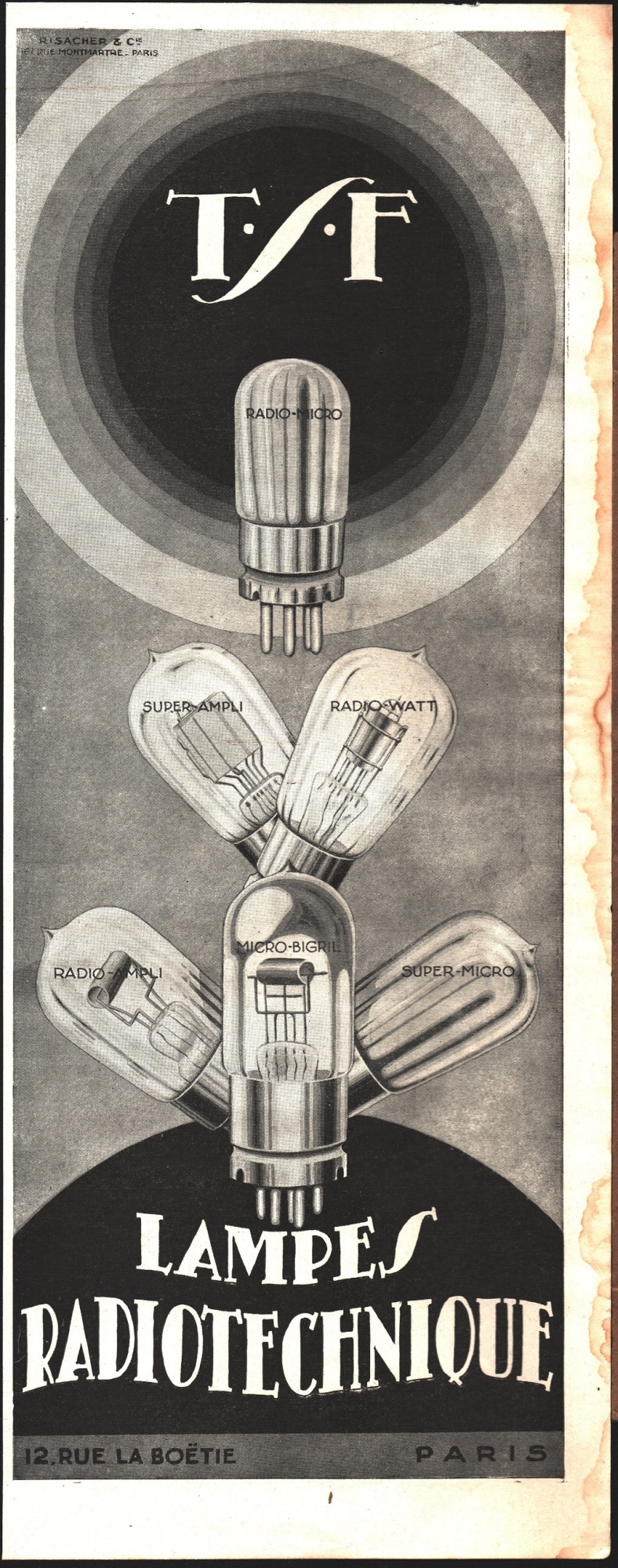 TSF. Lampes Radiotechnique. Advertising 1925