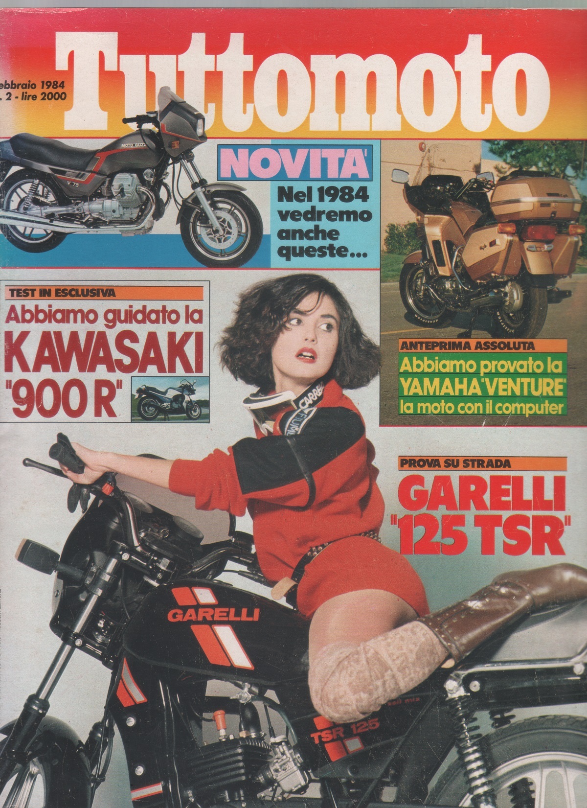 Tuttomoto. 1984 n. 2. Kawasaki 900R; Garelli 125TSR; Yamaha Venture