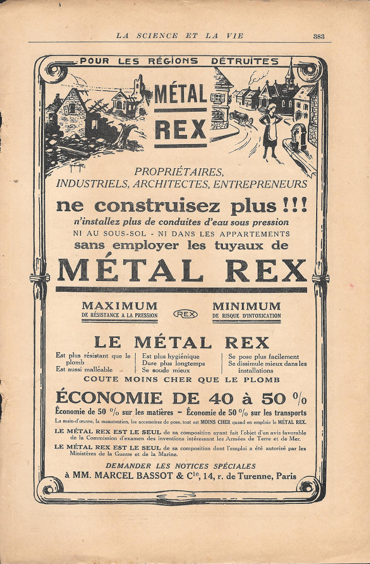 Tuyaux Metal Rex - Advertising 1920