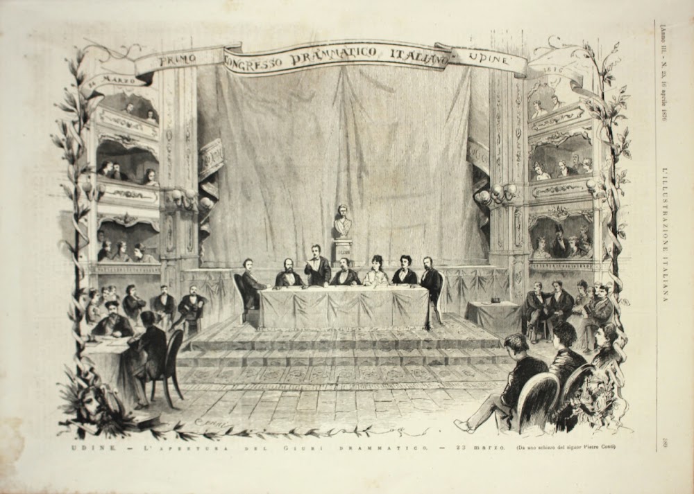 Udine. L'apertura del Giurì Drammatico. Stampa 1876