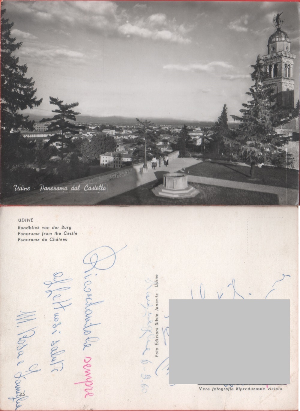 Udine. Panorama dal Castello. Viaggiata 1960
