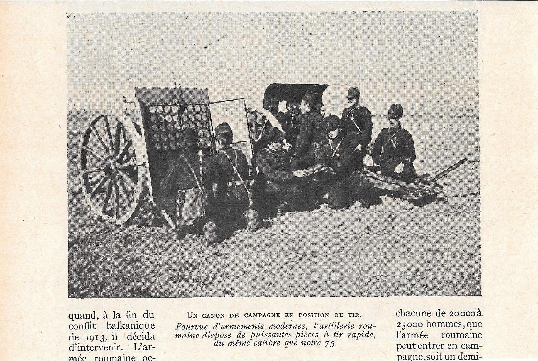 Un canon de campagne roumaine en position de tir. 1915