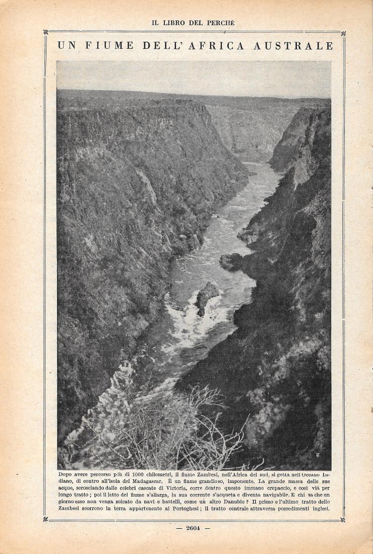 Un fiume dell'Africa australe, lo Zambesi. Stampa 1923