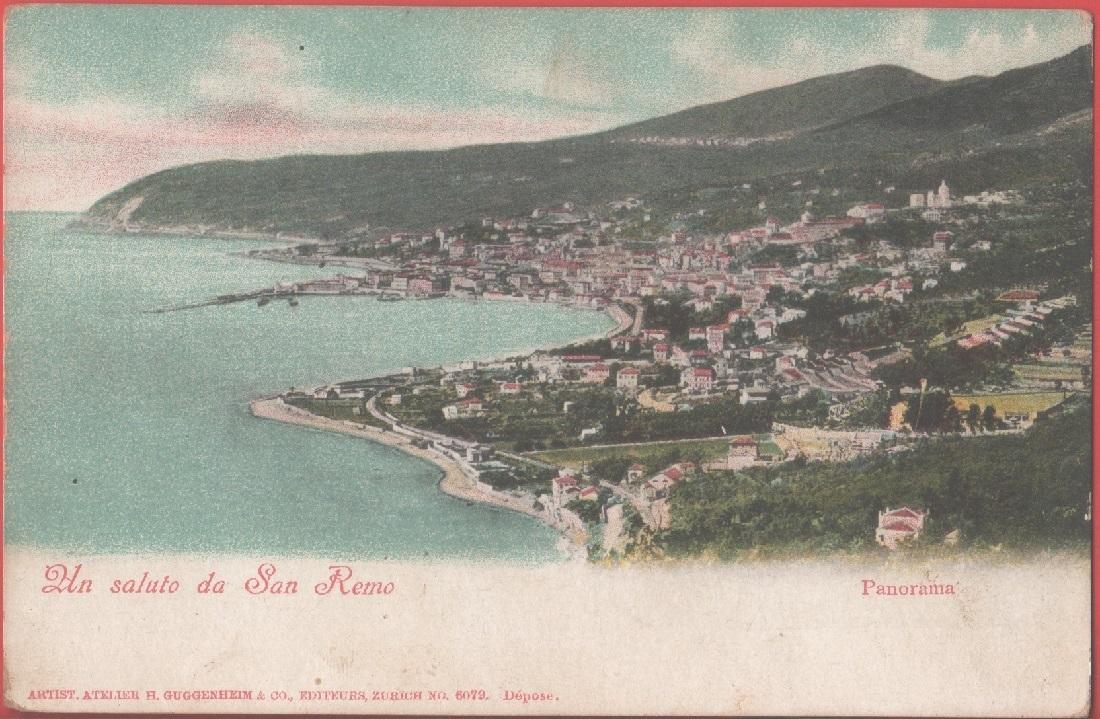 Un saluto da San Remo. Originale d'epoca. Colorata