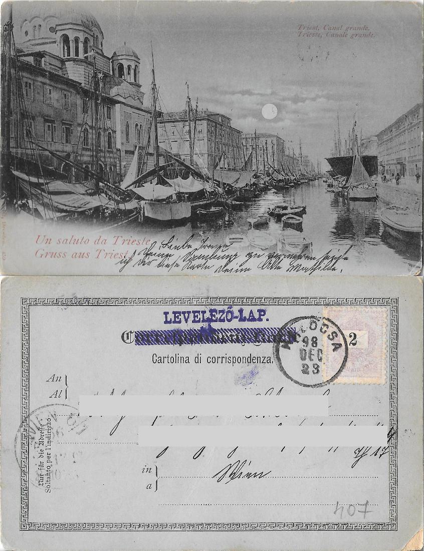 Un saluto da Trieste. Canal Grande. Viaggiata 1898