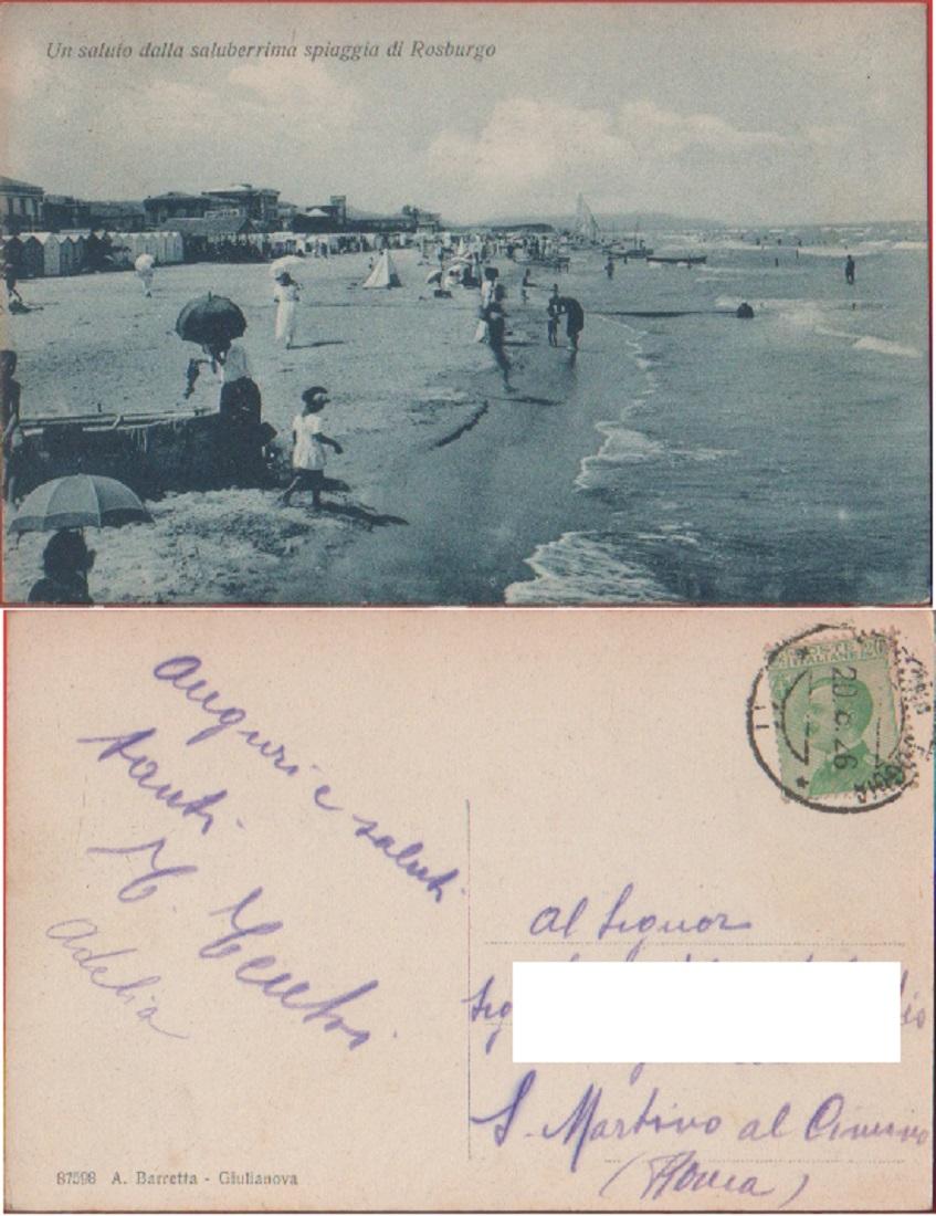 Un saluto dalla saluberrima spiaggia di Rosburgo (Roseto degli Abruzzi). …