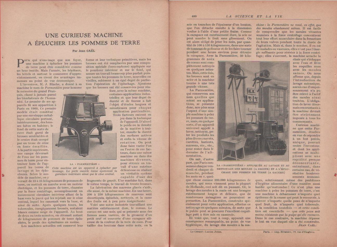 Une curieuse machine a epluncher les pommes de terre. Estratto …