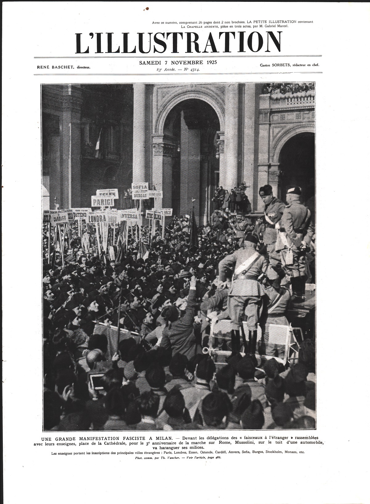 Une grande manifestation fasciste a Milan. Immagine 1925