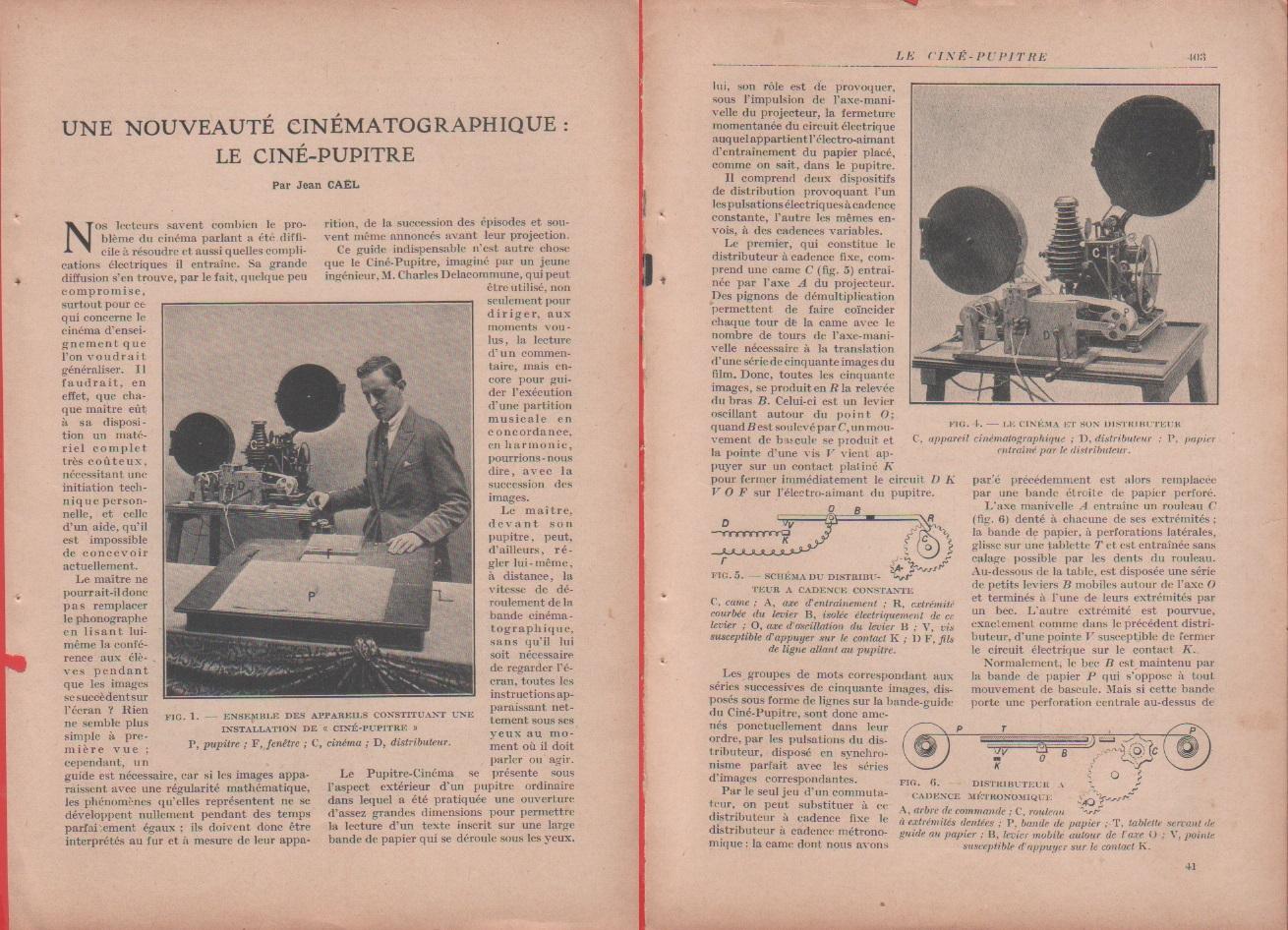 Une nouveaute cinematographique: le cine-pupitre. Estratto 1923