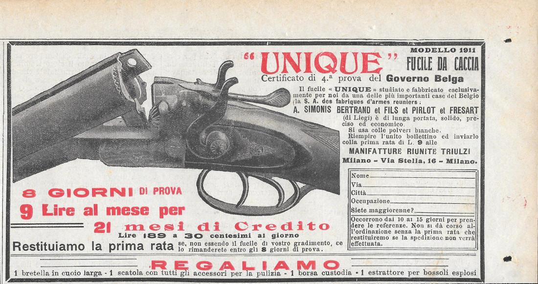 Unique 1911. A. Simonis Betrand et fils. Advertising 1911