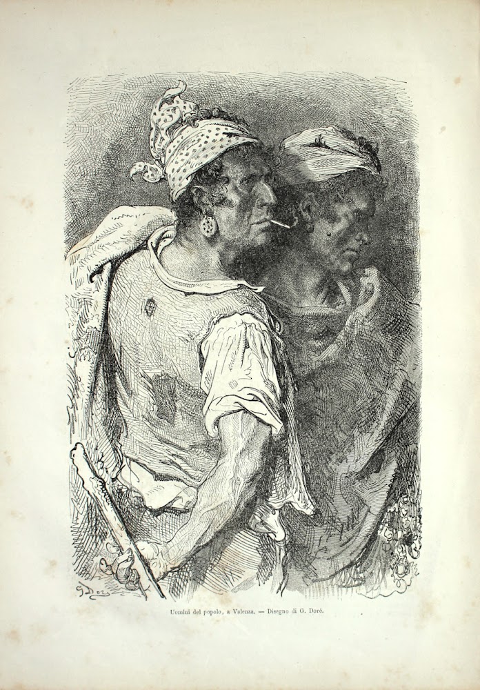 Uomini del popolo a Valenza (Spagna). Stampa 1864