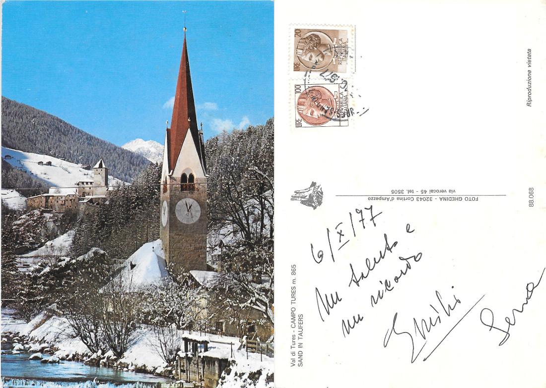 Val di Tures. Campo Tures. Viaggiata 1977
