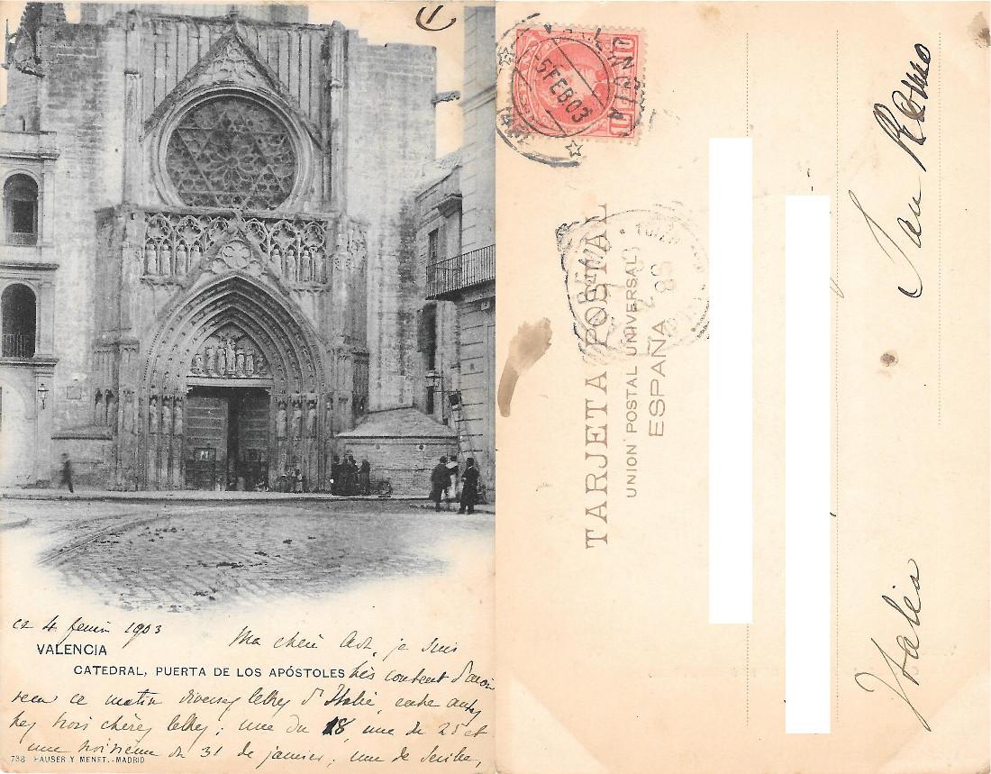 Valencia (SPA). Catedral, puerta de los Apostoles. Ed. Hauser y …