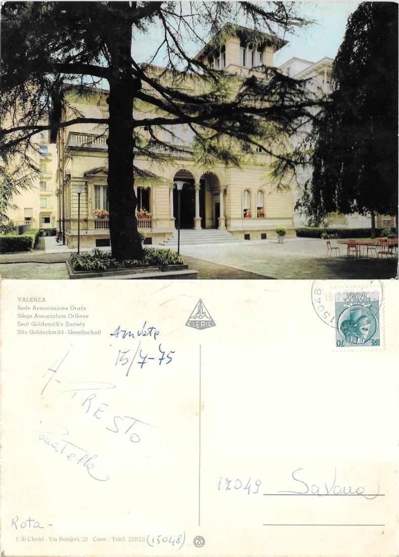 Valenza. Sede Associazione Orafa. Viaggiata 1975