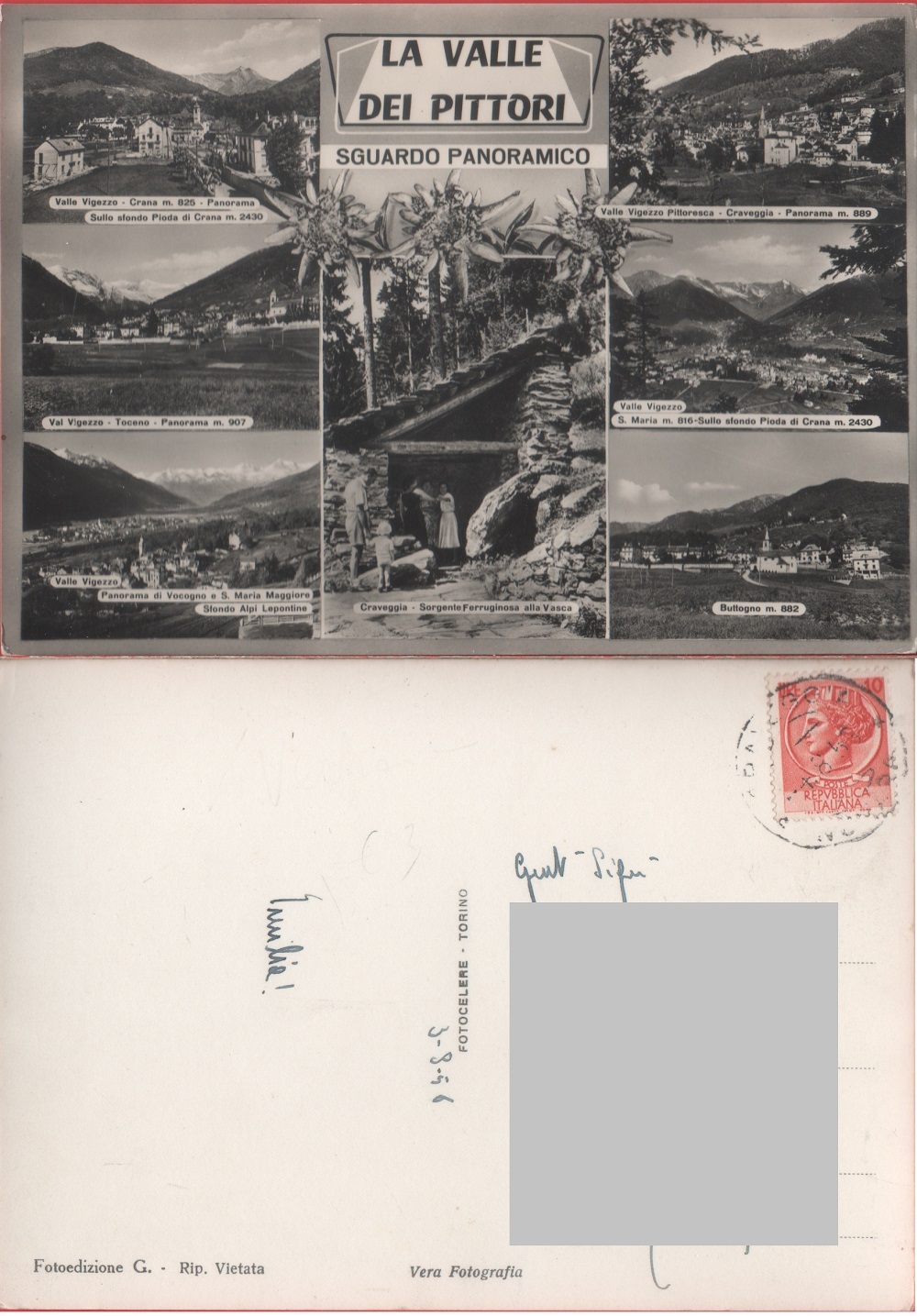 Valle dei pittori (VB). Sguardo panoramico. Viaggiata 1956