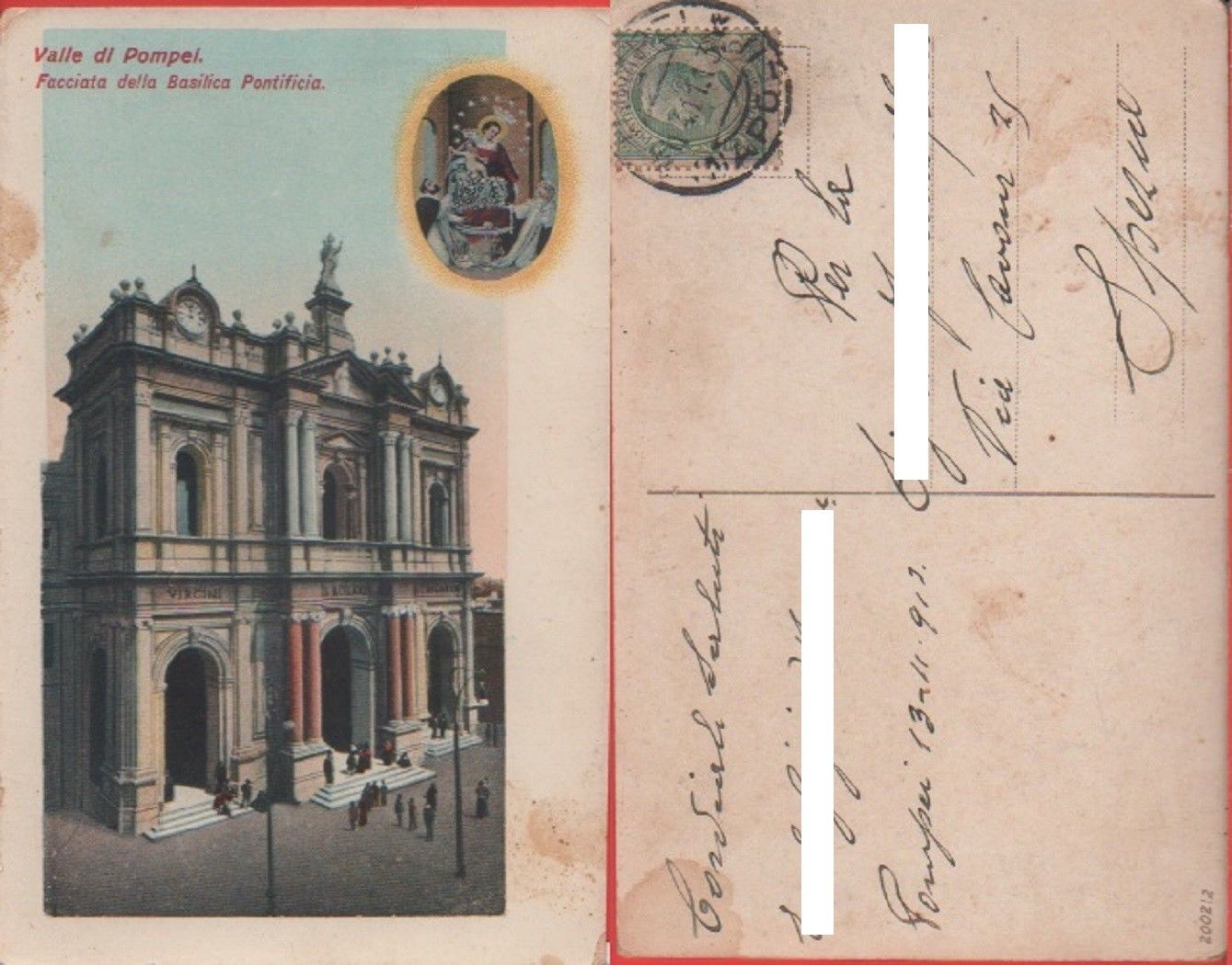 Valle di Pompei. Facciata della Basilica Pontificia. Viaggiata 1913