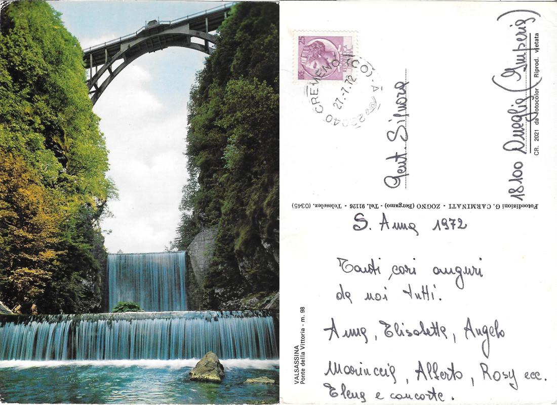 Valsassina (CO). Ponte della VIttoria. Viaggiata 1972