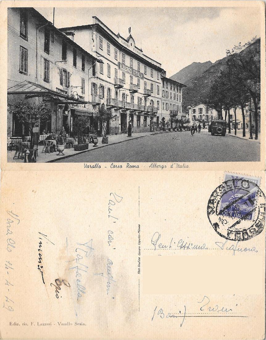 Varallo. Corso Roma. Albergo d'Italia. Viaggiata 1949