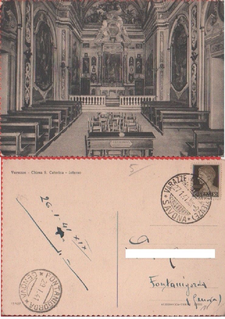 Varazze. Chiesa S. Caterina. Interno. Viaggiata 1941