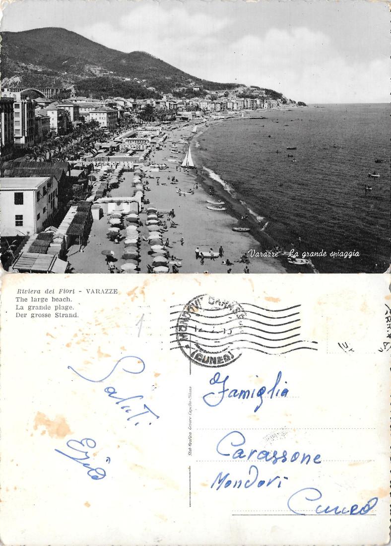 Varazze. La grande spiaggia. Viaggiata 1953