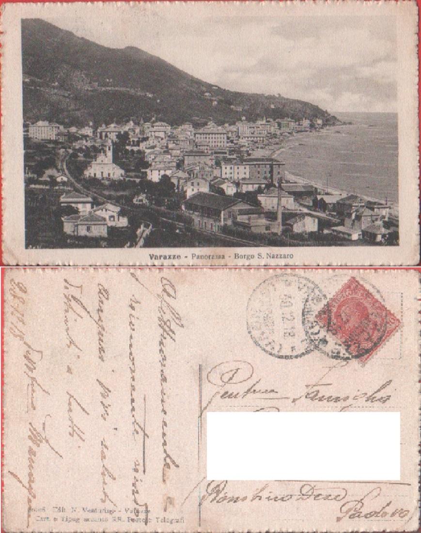 Varazze (SV). Panorama. Borgo S. Nazzaro. Viaggiata 1918