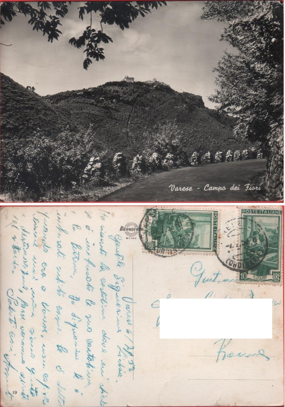 Varese. Campo dei Fiori. Viaggiata 1952