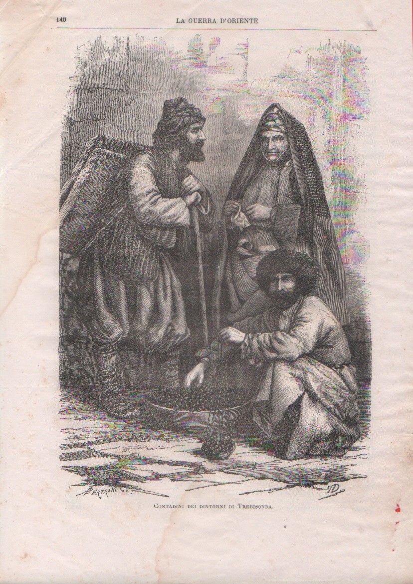Vecchia stampa. Contadini nei dintorni di Trebisonda