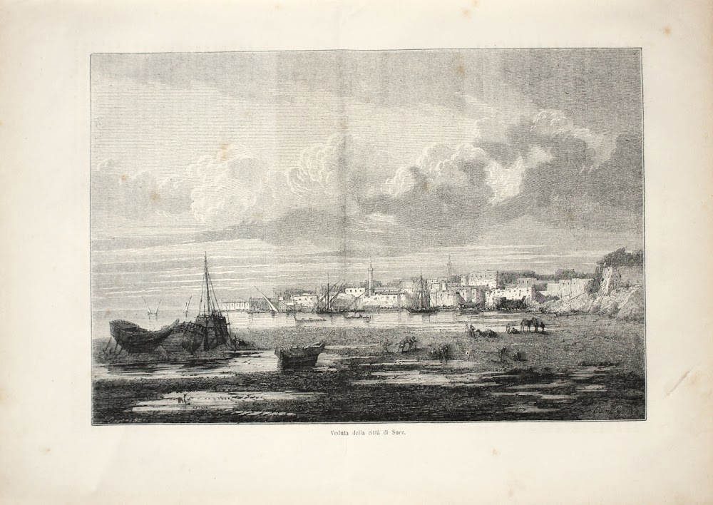 Veduta della città di Suez. Stampa 1863