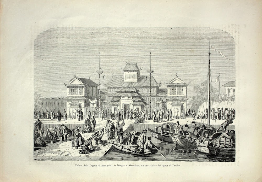 Veduta della Dogana a Shang-hai. Stampa 1864