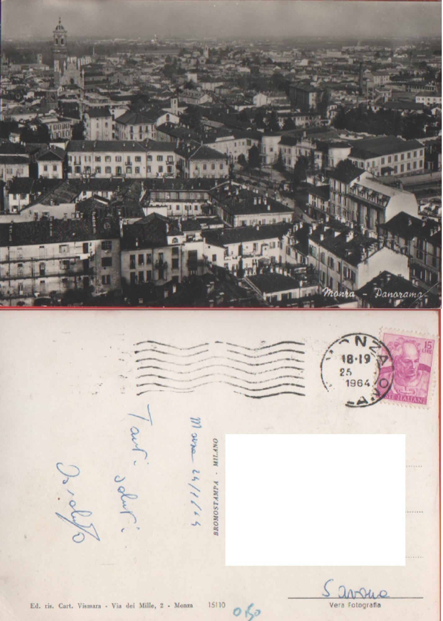 Veduta Milano. Viaggiata 1964