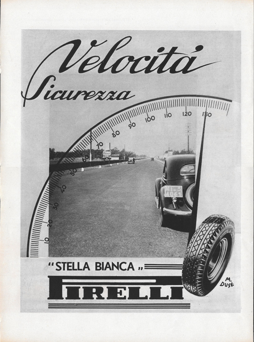 Velocità Sicurezza, Stella Bianca Pirelli - Advertising 1936
