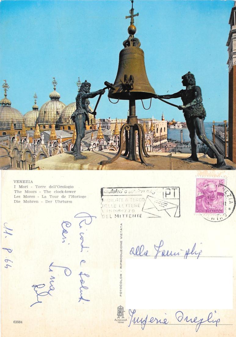 Venezia. I Mori. Torre dell'Orologio. Viaggiata 1964